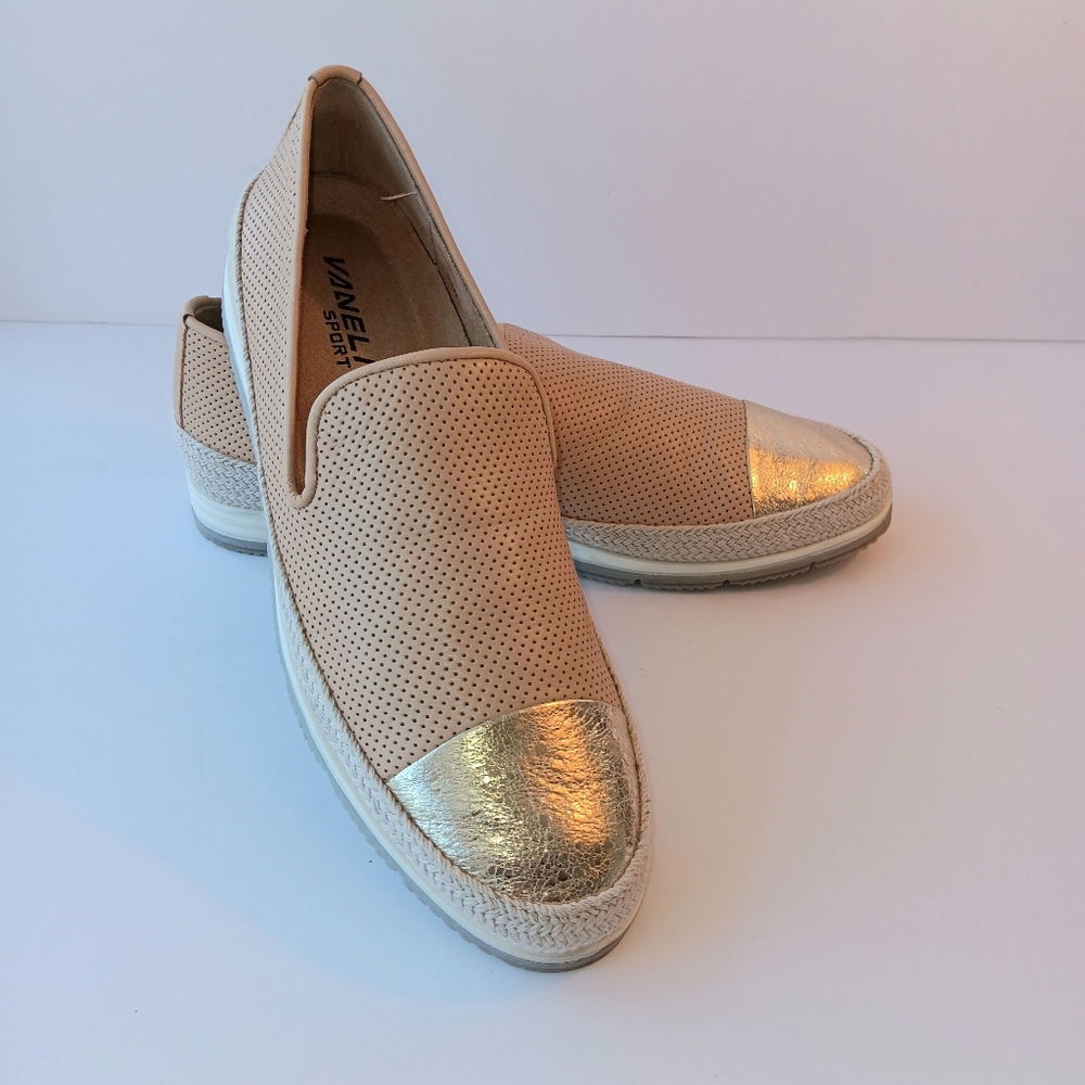 Vaneli Qalila Tan with Gold Toe Slip-On Loafers